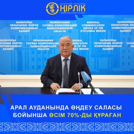 Арал ауданында өңдеу саласы бойынша өсім 70%-ды құраған