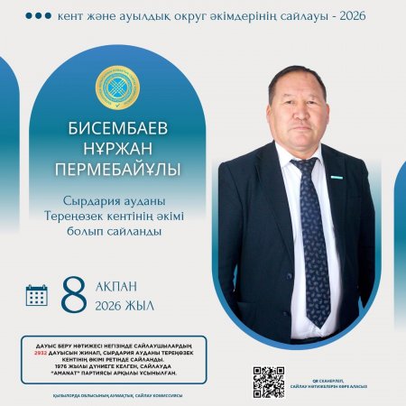 Сырдария ауданы Тереңөзек кентінің әкімі сайланды