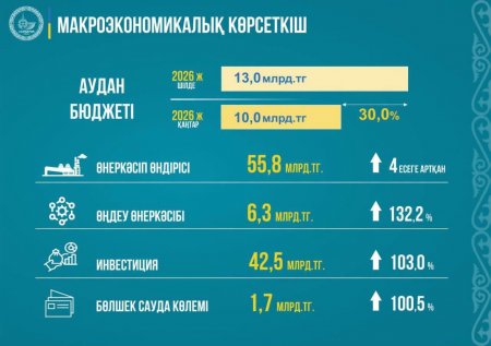 Сырдария ауданында экономиканың негізгі көрсеткіштері тұрақты өсім көрсетті